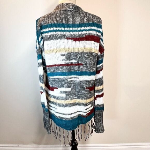 Jack by BB Dakota Aztec Knit Fringe Cardigan Women’s Size S Great Fall Colours - Picture 4 of 6